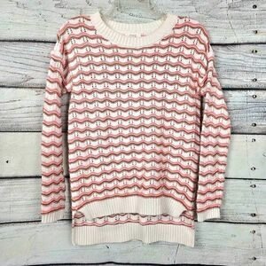 Maurices XS Pointelle Knit Stripe Sweater Pink White